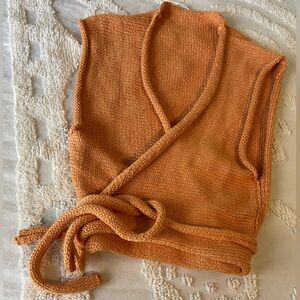 Free People peach orangish wrap around tank top sweater vest.